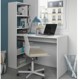 Mesa escritorio con estanteria Gio Plus reversible y acabado blanco artik