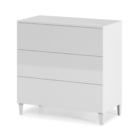 Cómoda Diva 3 cajones con patas blanco brillo