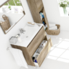 Mueble de baño 2 cajones con espejo y lavabo Nordik-detalle cajones abiertos
