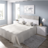 Dormitorio Gia acabado Blanco brillo combinado cemento-Cabecero con dos mesitas