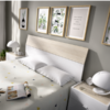 Dormitorio Gia acabado Blanco brillo combinado natural-Cabecero con dos mesitas