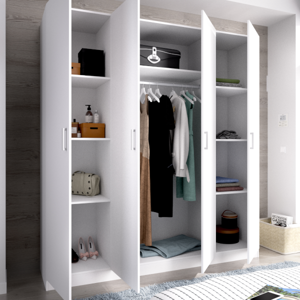 Armario Maxi 4 puertas acabado blanco - KitMuebles.com