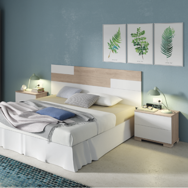 Dormitorio Erika acabado Aurora combinado blanco soft de Muebles Pitarch