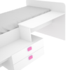 Cama compacta Chic con cajones y escritorio acabado blanco-TIRADOR ROSA