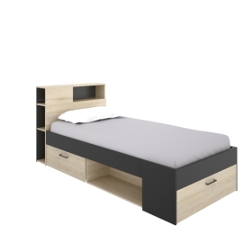 Cama compacta Lanka natural-grafito con cabezal