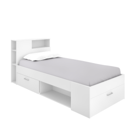 Cama compacta Lanka blanca con cabezal