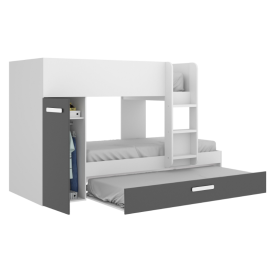 Cama tren Tom blanco grafito con cama nido
