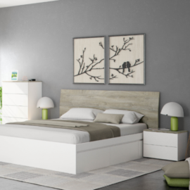 Dormitorio Oikos acabado blanco artik combinado roble alaska