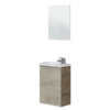 mueble de baño Compact con espejo y lavabo de resina acabado color Roble Alaska de Fores Diseño