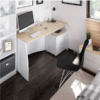 Mesa despacho Argon con buc tres cajones acabado blanco artik combinado roble canadian de Fores Diseño