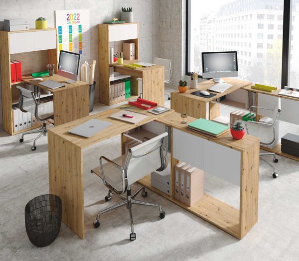 Mesa escritorio-estantería modelo Duo solución horizontal-vertical