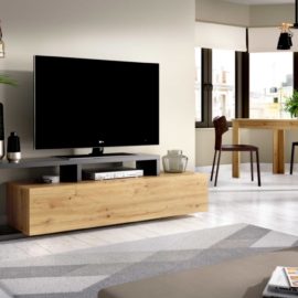 Mueble bajo TV Kram acabado grafito combinado nordic, del programa DEKIT,diseño industrial
