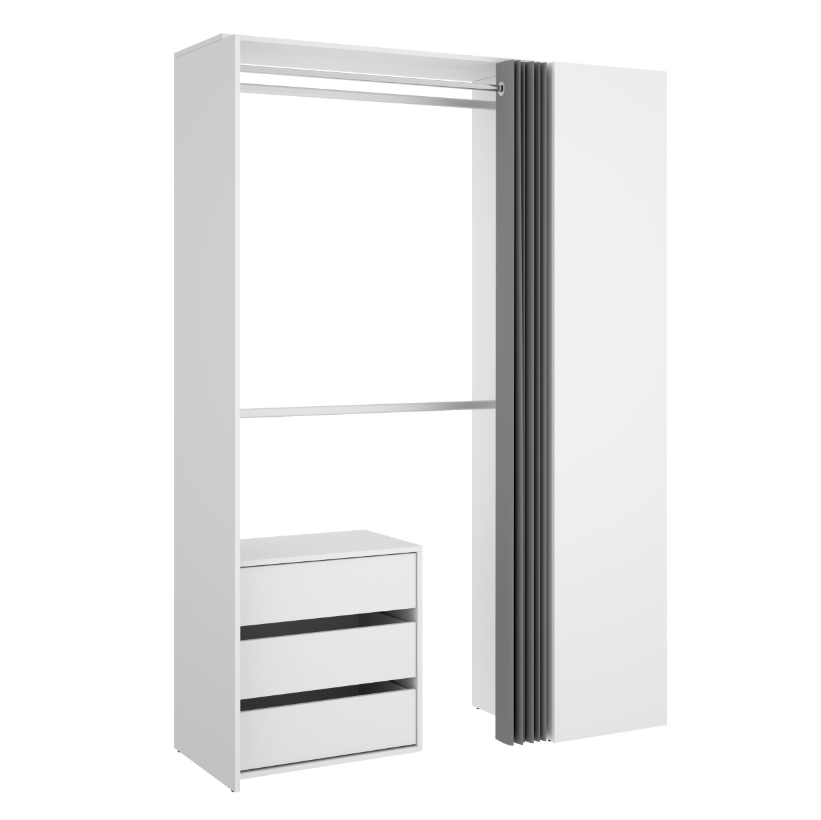 Vestidor Suit con cajones y columna color blanco