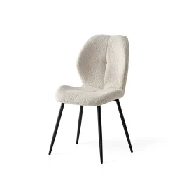 SET DE 4 SILLAS DE COMEDOR EN TELA BOUCLÉ/BORREGUILLO BLANCO