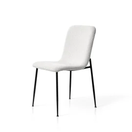 SET DE 4 SILLAS DE COMEDOR EN TELA BOUCLÉ/BORREGUILLO BLANCO