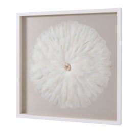 CUADRO VITRINA PLUMAS Y PIEDRA CRISTAL 80x80cm