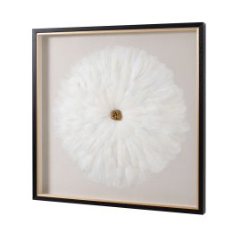 CUADRO VITRINA PLUMAS BLANCAS 80x80cm